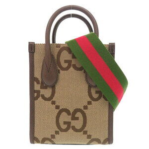 Gucci Jumbo GG Canvas Leather Beige Brown Tote Handbag Shoulder Bag